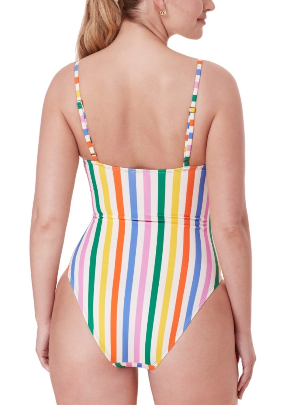 Andie Women's Amalfi Striped Scoop-Neck One-Piece Swimsuit - Rainbow Stripe - Picture 3 of 3
